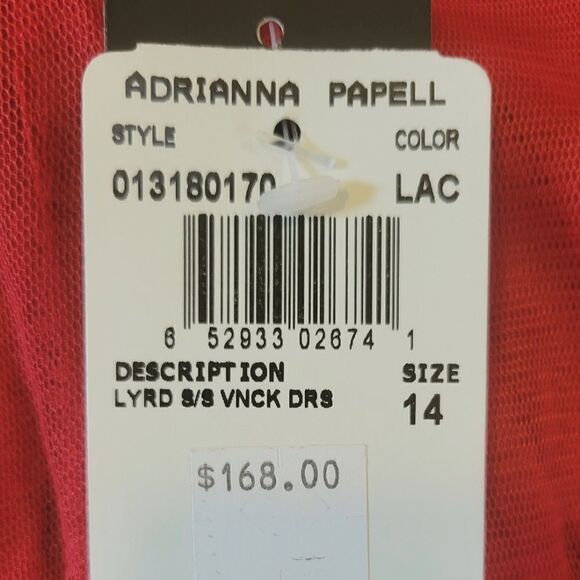 Adrianna Papell Red V-neck Cascading Ruffle Slim Fit Special Occasion Dress - Picture 11 of 12